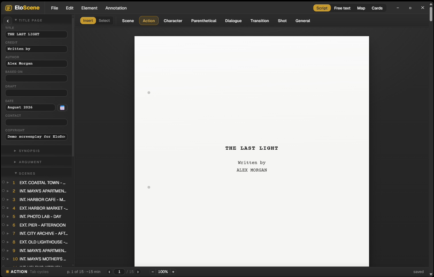 EloScene — Script editor